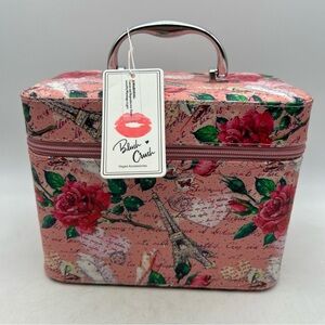 Blush Crush Pink Paris Makeup Bag Eiffel Tower Print – Vegan Zipper Pouch Roses